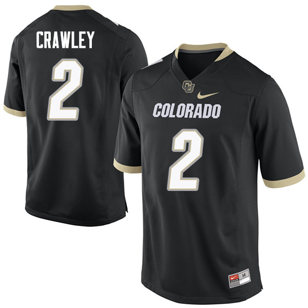 Men #2 Ken Crawley Colorado Buffaloes College Football Jerseys Sale-Black